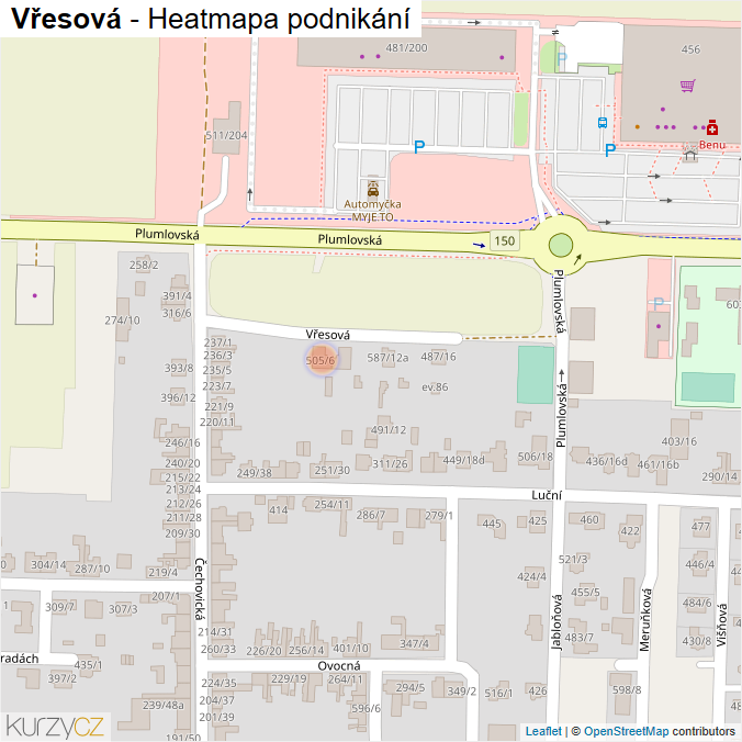 Mapa Vřesová - Firmy v ulici.