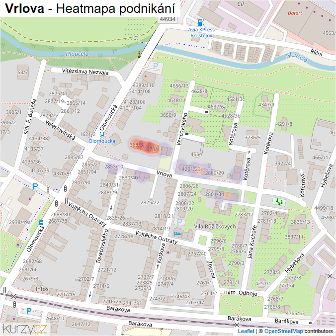 Mapa Vrlova - Firmy v ulici.