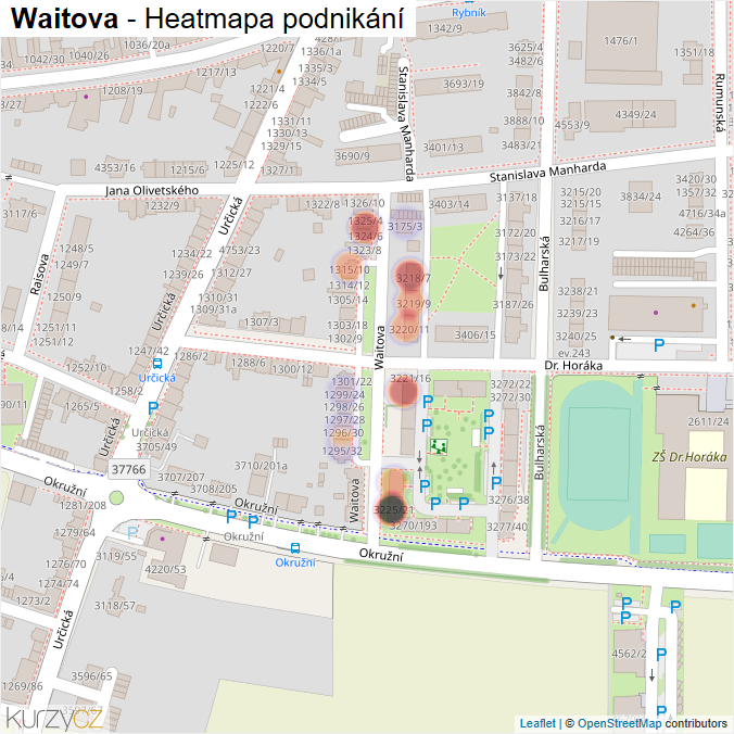 Mapa Waitova - Firmy v ulici.