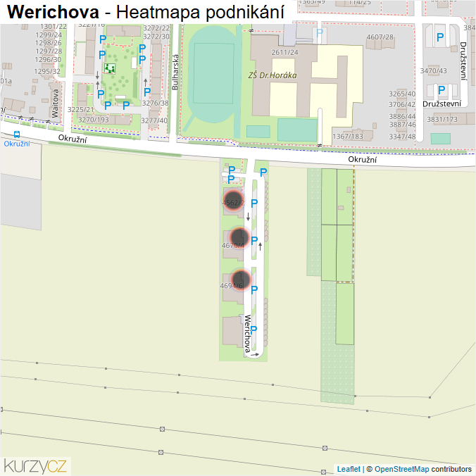 Mapa Werichova - Firmy v ulici.