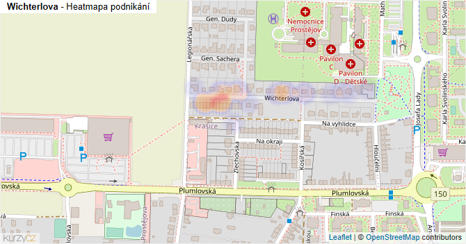 Wichterlova - mapa podnikání