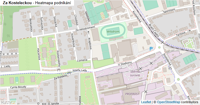 Za Kosteleckou - mapa podnikání