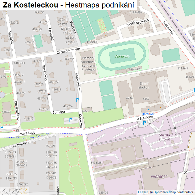 Mapa Za Kosteleckou - Firmy v ulici.