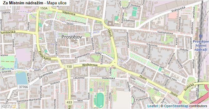 Za Místním nádražím - mapa ulice