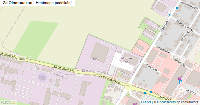 Za Olomouckou - mapa podnikání