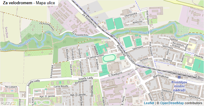 Za velodromem - mapa ulice