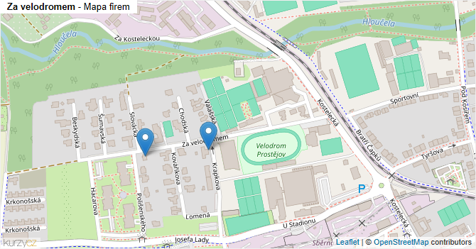 Za velodromem - mapa firem