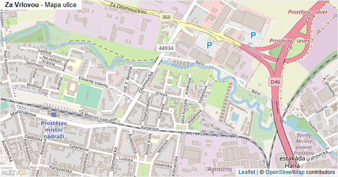 Za Vrlovou - mapa ulice