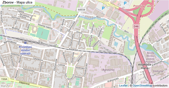 Zborov - mapa ulice