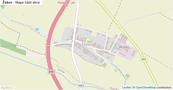Žešov - mapa části obce