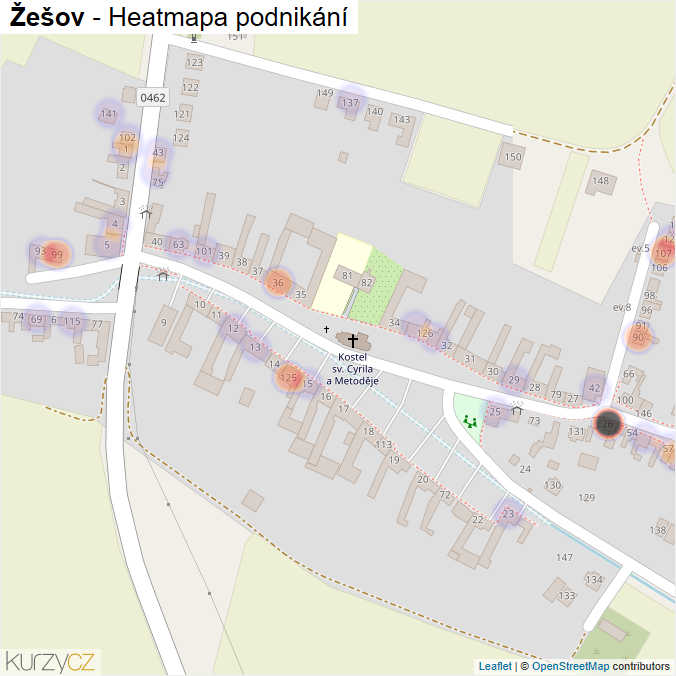 Mapa Žešov - Firmy v části obce.