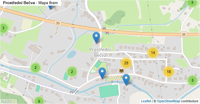 Prostřední Bečva - mapa firem