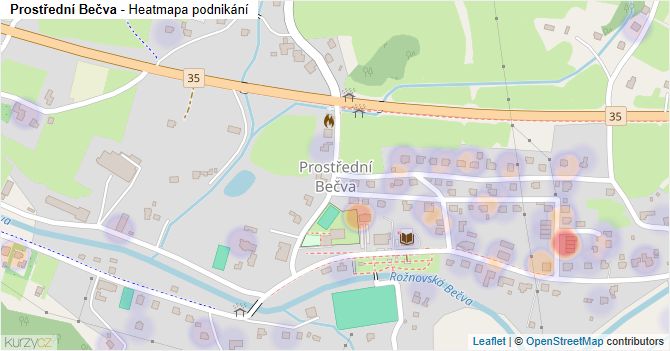 Prostřední Bečva - mapa podnikání