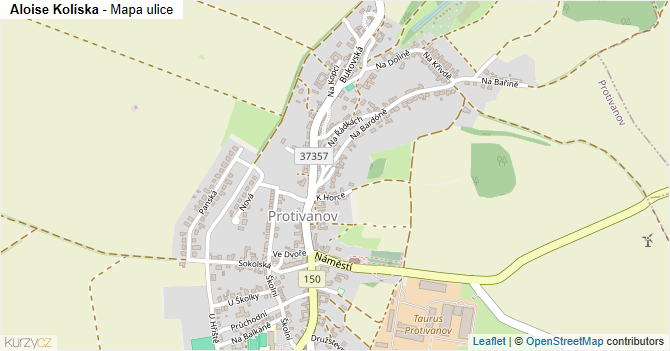 Aloise Kolíska - mapa ulice