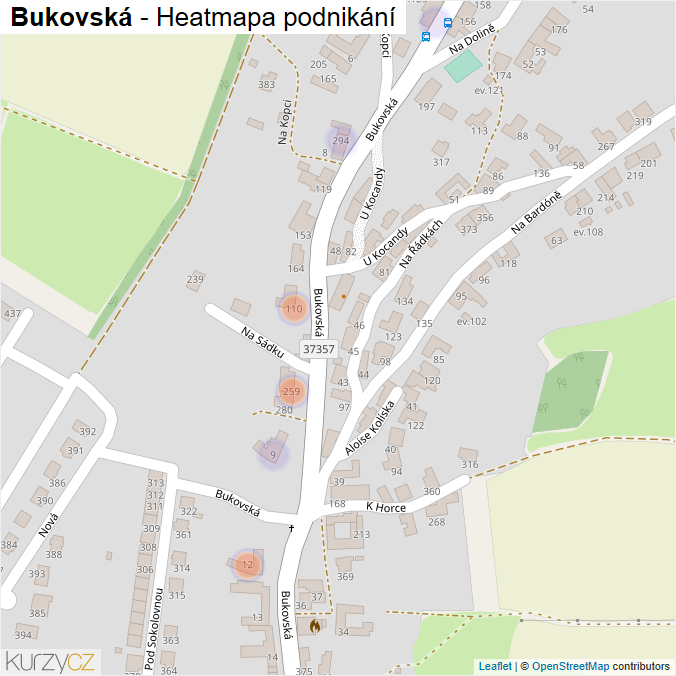 Mapa Bukovská - Firmy v ulici.