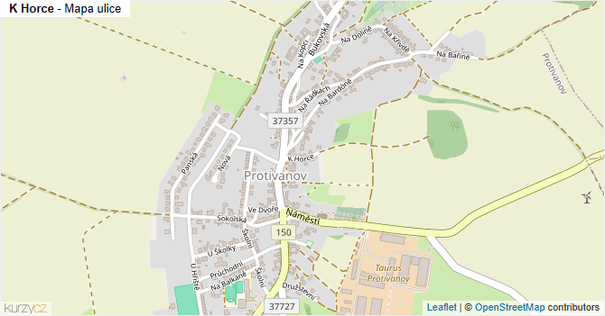 K Horce - mapa ulice