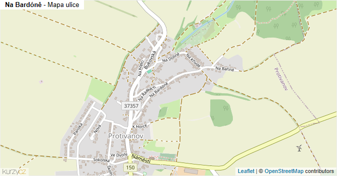 Na Bardóně - mapa ulice