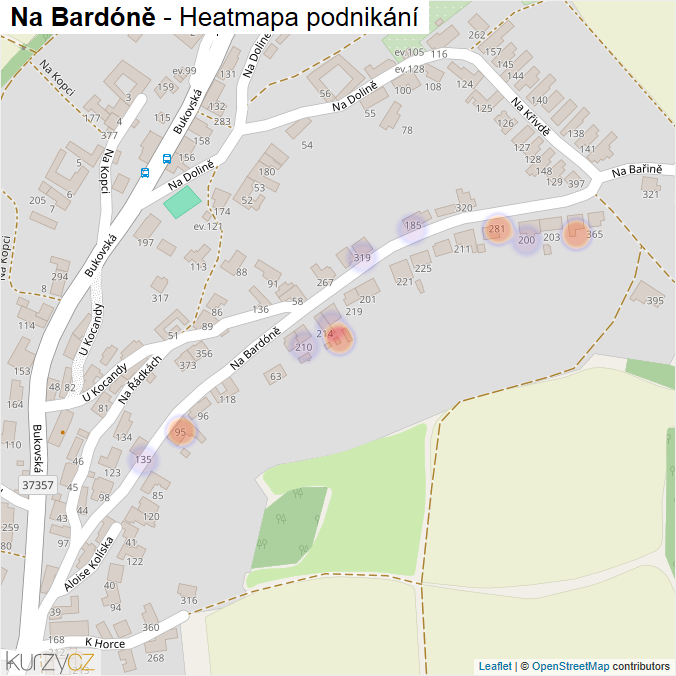 Mapa Na Bardóně - Firmy v ulici.