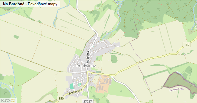 Na Bardóně - záplavové mapy stoleté vody