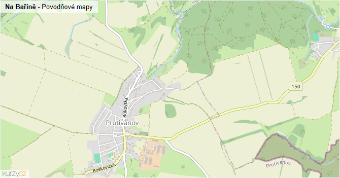 Na Bařině - záplavové mapy stoleté vody