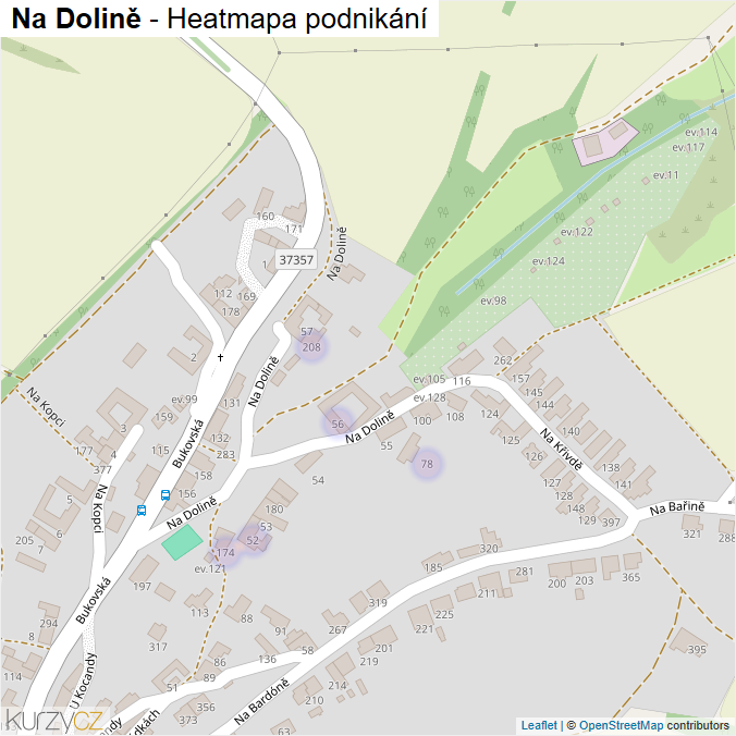 Mapa Na Dolině - Firmy v ulici.