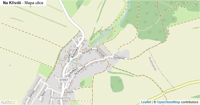 Na Křivdě - mapa ulice