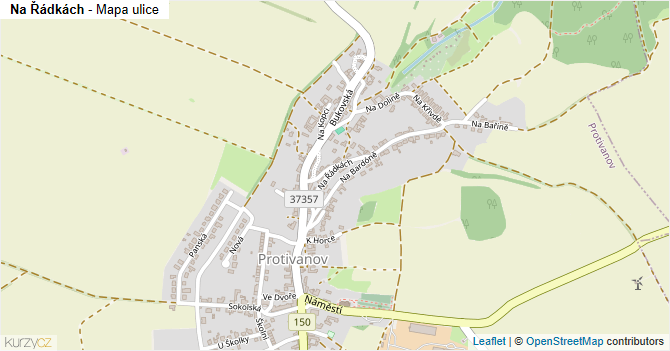 Na Řádkách - mapa ulice