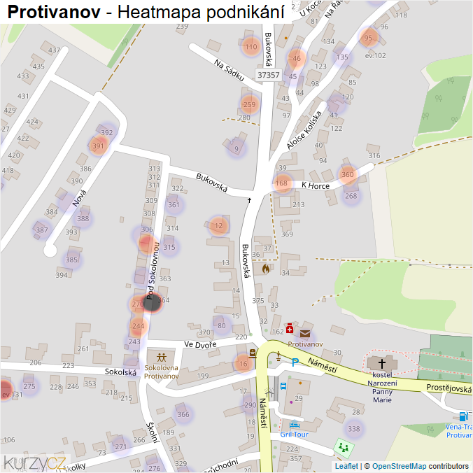 Mapa Protivanov - Firmy v části obce.