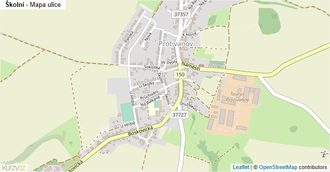 Školní - mapa ulice