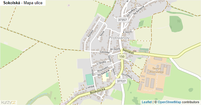 Sokolská - mapa ulice
