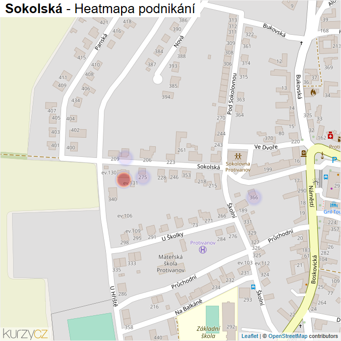 Mapa Sokolská - Firmy v ulici.