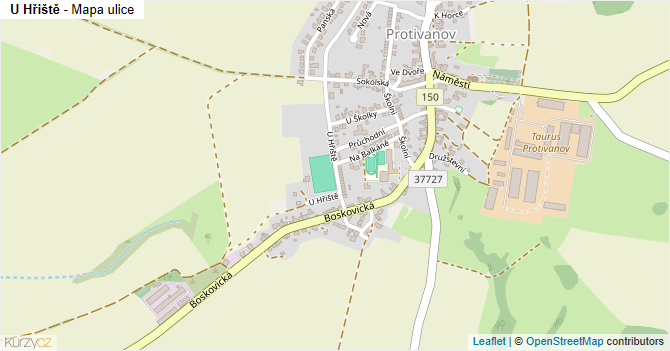 U Hřiště - mapa ulice