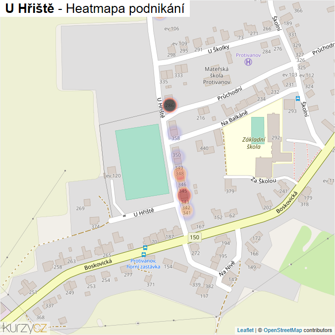 Mapa U Hřiště - Firmy v ulici.