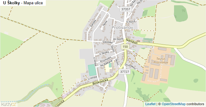 U Školky - mapa ulice