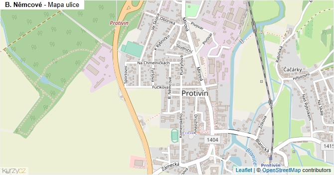 B. Němcové - mapa ulice