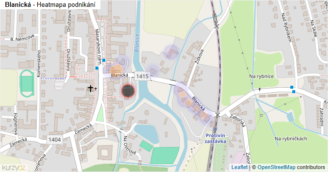 Blanická - mapa podnikání