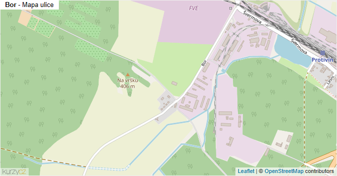 Bor - mapa ulice