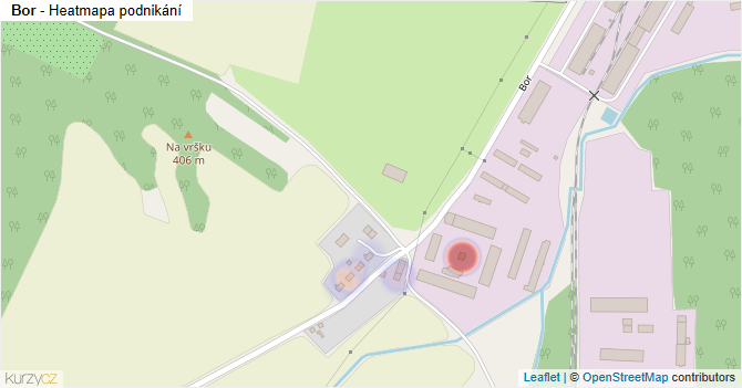 Bor - mapa podnikání