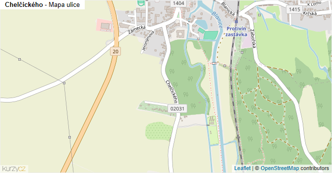 Chelčického - mapa ulice