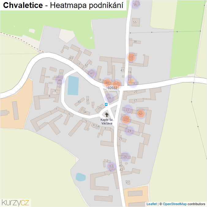 Mapa Chvaletice - Firmy v části obce.