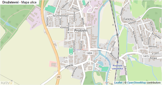 Družstevní - mapa ulice