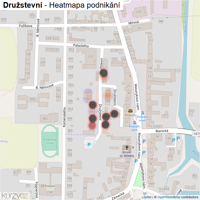 Mapa Družstevní - Firmy v ulici.