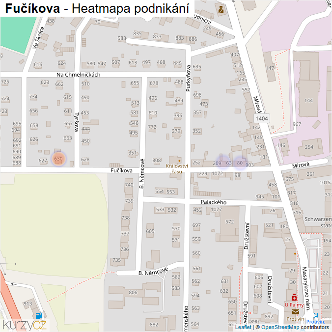 Mapa Fučíkova - Firmy v ulici.