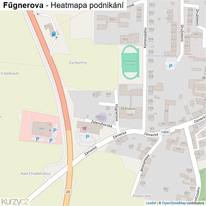 Mapa Fűgnerova - Firmy v ulici.
