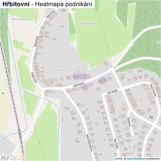 Mapa Hřbitovní - Firmy v ulici.