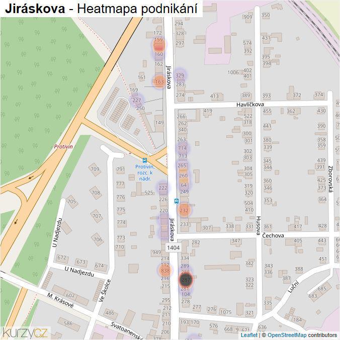 Mapa Jiráskova - Firmy v ulici.