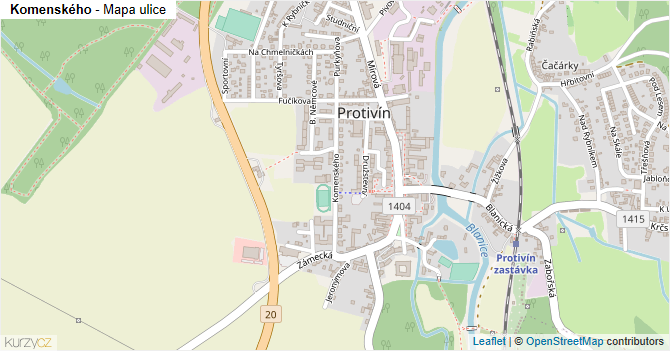 Komenského - mapa ulice