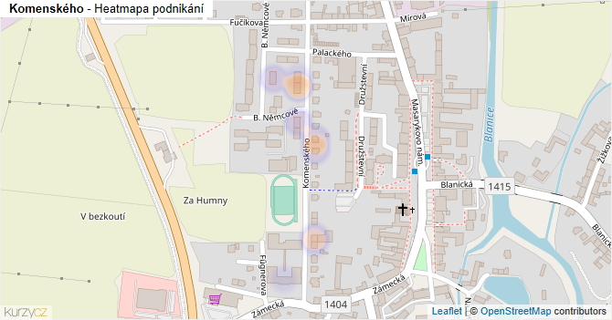 Komenského - mapa podnikání