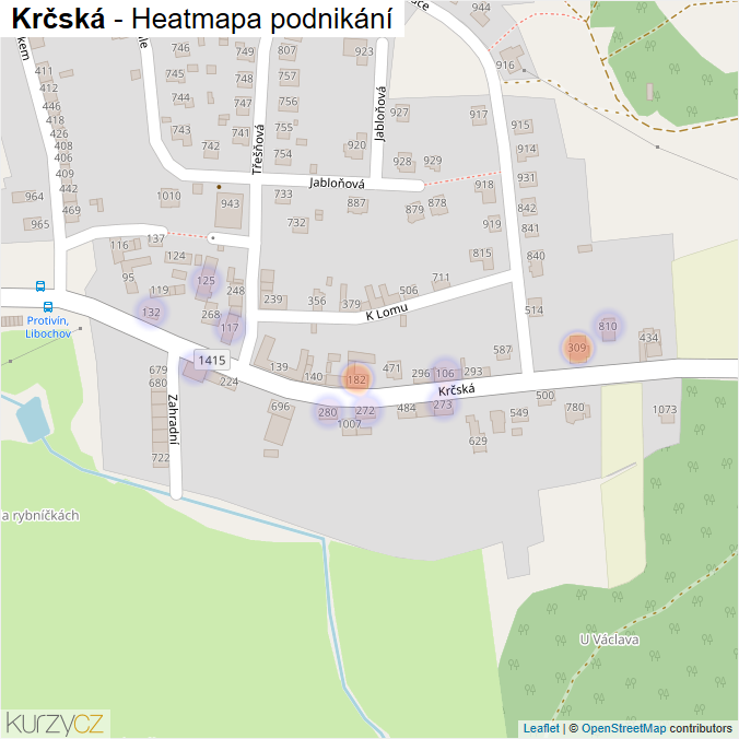 Mapa Krčská - Firmy v ulici.