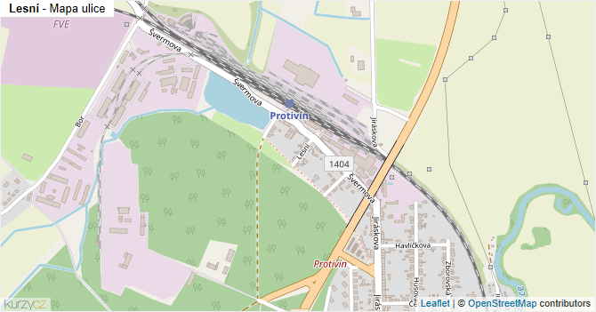 Lesní - mapa ulice